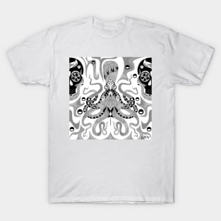 death squid the kraken art of sea in ecopop T-Shirt